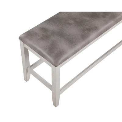 Richland White and Brown Counter Height Dining Bench