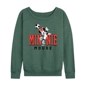 Women's - Disney - Minnie Name Soccer Lightweight French Terry Wide Neck Long Sleeve Graphic Shirt - 1 of 4