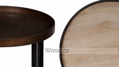 Zabel Round Bronze and Black Metal End Table, 24.5"