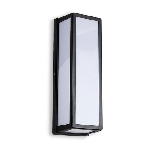 DORESshop 15.7 in. Black Cylinder Modern Integrated LED Indoor/Outdoor Porch Light Wall Lantern Sconce with White Shade - image 1 of 4