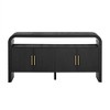 Retro Minimalist Curved Sideboard Console Table with Gold Handles, Multifunctional Storage and Open Shelf - 3 of 4