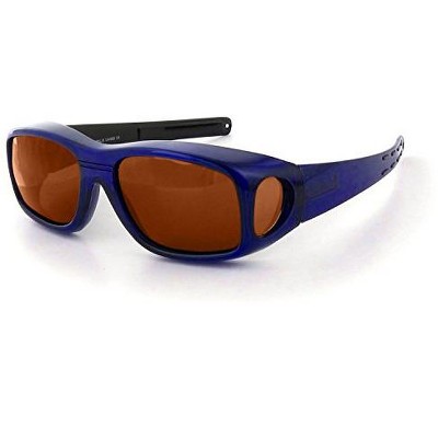 Polarized Designer Wear-Over Fitover Sunglasses by Calabria F-104 (Blue, Amber)