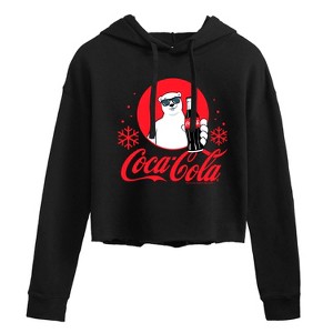 Women's - Coca-Cola - Polar Bear Circle With Snowflakes Cropped Graphic Hoodie - 1 of 3