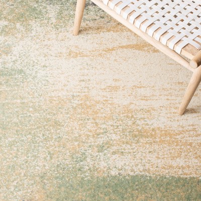 Ivory and Sage Abstract Hand-knotted Synthetic Area Rug, 3' x 5'