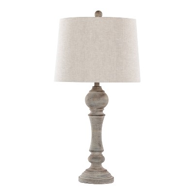 Winston 32" Reclaimed Gray Polyresin Table Lamps with Linen Shades, Set of 2