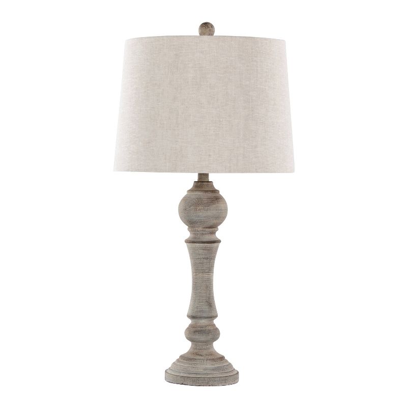 LumiSource (Set of 2) Winston 32&#34; Farmhouse Poly Table Lamps Reclaimed Gray Polyresin with Oat Linen Shade from Grandview Gallery, 2 of 8