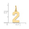 Black Bow Jewelry 14k Yellow Gold, Athletic Collection, Small Polished Number 2 Pendant - 4 of 4