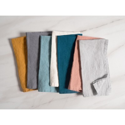Light Gray Stone Washed Linen Napkins Set of 4