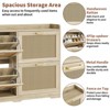 Rattan Shoe Storage Cabinet with 4 Flip Drawers, Hidden Shoe Storage Organizer Cabinet, Wide Freestanding Wood Breathable Shoe Rack Cabinet - 3 of 4