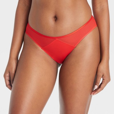 Women's Invisible Edge Bikini Underwear with Mesh - Auden™ Red M