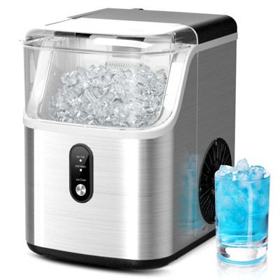 Mojgar Nugget Ice Makers Countertop, Pebble Ice Maker Machine with 40lbs/24H Soft Ice, Self-Cleaning Ice Maker with Ice Scoop