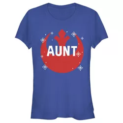 Junior's Star Wars Aunt Snowflake Rebel Logo  T-Shirt - Royal Blue - 2X Large