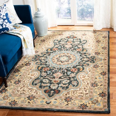 Handmade Black and Cream Wool 8' x 10' Tufted Area Rug