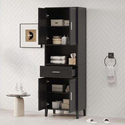 Grungis Tall Bathroom Storage Cabinet,70.9" High Floor Cabinets with 2 Cabinets and Drawer,Storage Cabinet for Bathroom
