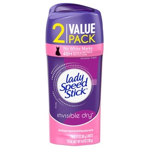 Lady Speed Stick Invisible Dry Antiperspirant Deodorant - Shower Fresh - 2.3oz/2pk - 1 of 4