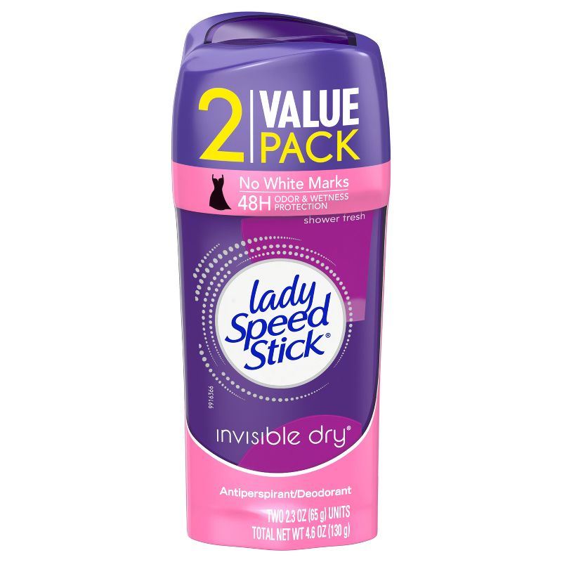 Lady Speed Stick Invisible Dry Antiperspirant &#38; Deodorant for Women - Shower Fresh - Trial Size - 2.3oz/2pk, 1 of 10