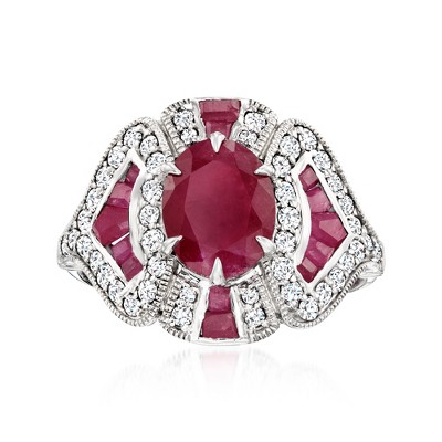 Ross-Simons 4.40 ct. t.w. Ruby and .66 ct. t.w. Diamond Ring in 18kt White Gold