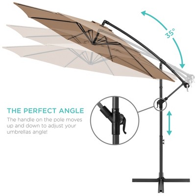 Tan Offset Hanging Outdoor Patio Umbrella with Steel Frame
