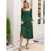 INSPIRE CHIC Women's Square Neck Long Sleeve A-Line High Waist Midi Knitted Dresses with Pocket - 3 of 4