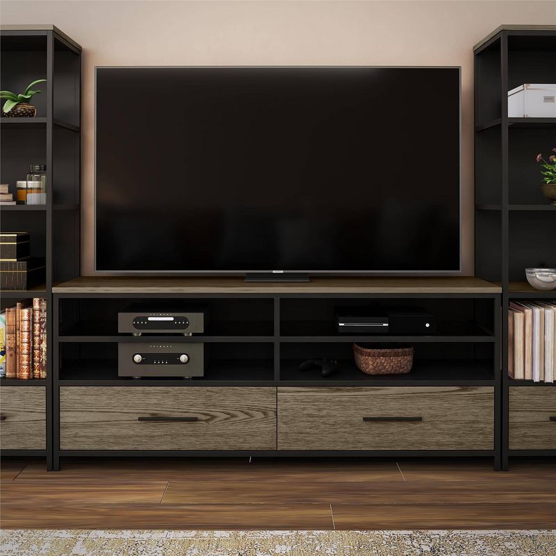 Phoniq TV Stand for TVs up to 60" Wood Veneer Metal and Glass Black - Room & Joy, 2 of 12