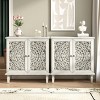 Vintage Display Storage Sideboard with 2 Hollow-Carved Doors, Elegant Accent Cabinet for Living Room, Entryway, or Small Spaces-Panipeachy - 3 of 4