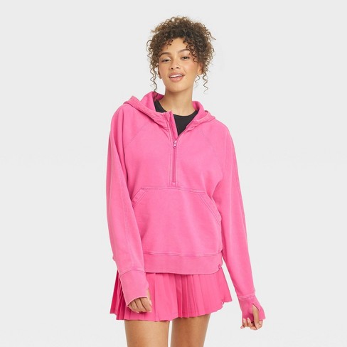 Women's 1/2 Zip Fleece Pullover - JoyLab™ Pink XL