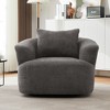 38" Swivel Barrel Accent Chair with Upholstered Boucle and Throw Pillow, Modern Swivel Chair Sofa for Living Room,Swivel Chair for Office-Koiai - 3 of 4