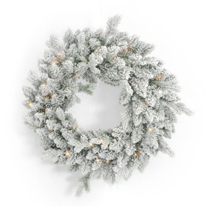 Christmas Bluffton Flocked Wreath - 1 of 2