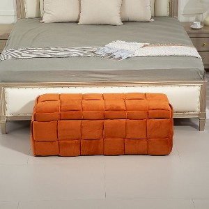 CAVINAS Velvet Storage Ottoman, Bedroom End Bench, Upholstered Ottoman with Storage and Safety Hinge, Entryway Padded Footstool, Entryway Bench - 1 of 4