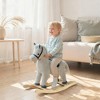Qaba Kids Rocking Horse, Plush Ride on Horse, Toddler Rocker for 36-72 Months Boys and Girls with Realistic Sounds, Gray - 3 of 4