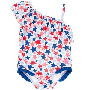 RuffleButts Girls One Shoulder Ruffle One Piece - 1 of 4