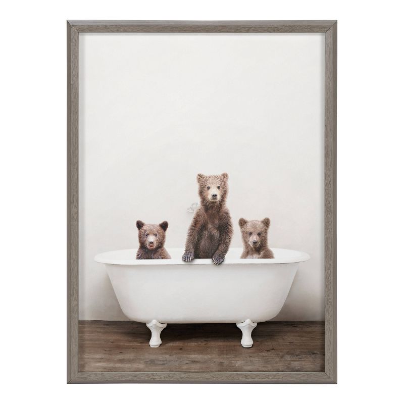 18&#34; x 24&#34; Blake Three Little Bears in Vintage Bathtub by Amy Peterson Framed Printed Art Gray - Kate &#38; Laurel All Things Decor, 3 of 9