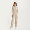 Anna-Kaci Lounge Women's 2-Piece Set Long Sleeve Crew Neck Top with Chest Pocket and Relaxed Fit Pants - 3 of 4