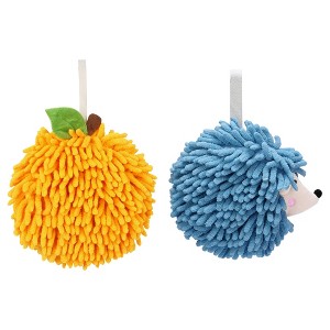 REGALWOVEN 2 Pcs Comfortable Soft Absorbent Chenille Ball Fuzzy Hand Towel for Home Decor - 1 of 4
