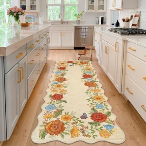 Acekool Washable Floral Area Rug – Soft Low Pile, Non-Slip, Foldable Vintage Design for Living Room & Bedroom - 1 of 4