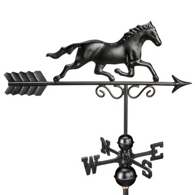 Black Aluminum Galloping Horse Rooftop Weathervane