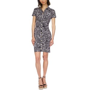 Michael Kors Womens Animal Print Snap Front Mini Dress - 1 of 1