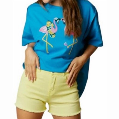 Women's Fun Flamingo Sequin Patch Tee - FANTASTIC FAWN