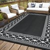 Gray-black-8*10 feet  Outdoor Area Rug Waterproof Plastic Straw Camping Rugs Modern Stylish Geometric Reversible Light Weight Portable Mat UV Resista - 2 of 4