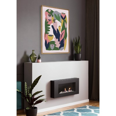 Myriam's Garden Pink and Green Canvas Print with Gold Frame