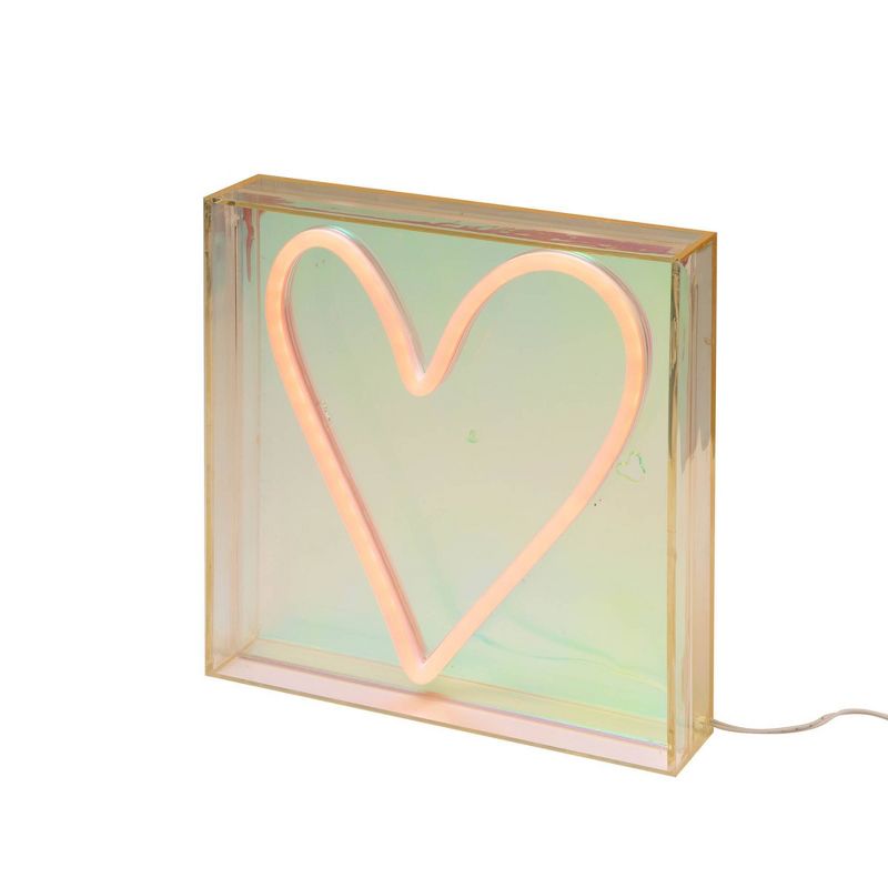 Teen Iridescent Heart Acrylic Box Novelty Table Lamp Pink - West &#38; Arrow, 4 of 5