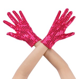 INSPIRE CHIC Women's Sequin Wrist Full Finger Sparkly Sleeves Gloves for Party Banquet Costume Prom Dress 1 Pair - 1 of 4