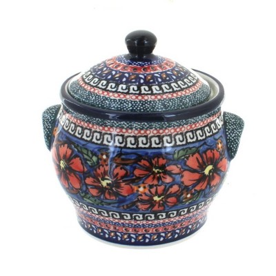 Blue Rose Polish Pottery Jungle Flower Small Canister