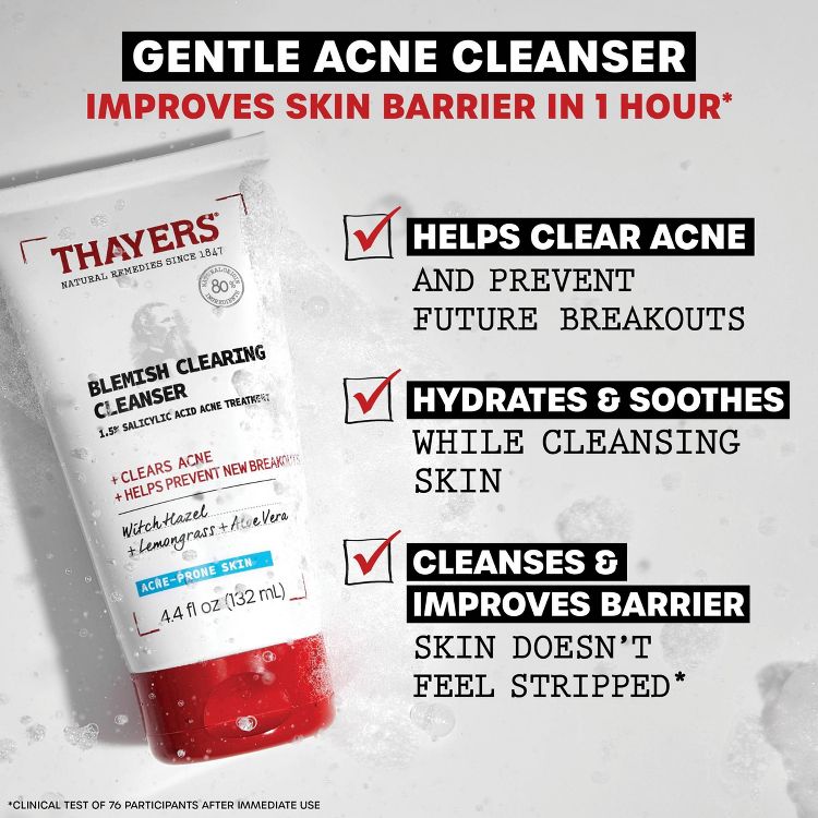 Thayers Natural Remedies Acne Clearing Cleanser with Salicylic Acid - 4.4 fl oz, 4 of 9