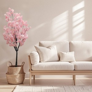 Artificial Cherry Blossom Tree for Indoor Outdoor - Faux Silk Sakura Plant with Pot - 1 of 4
