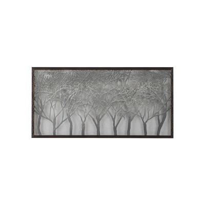 39.5"x19.5" Giotto Forest Shadow Box Wall Decor Gray/Dark Brown - A&B Home: Transitional Style, Botanical Artwork