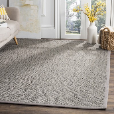 Handmade Light Grey and Grey Sisal Area Rug, 5'x8'