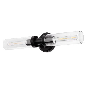 DORESshop 18 in. 2-Light Black Bathroom Sconces with Clear Glass, Bathroom Vanity Light Fixtures, Modern Wall Lights for Mirror - 1 of 4