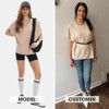 EXLURA Women's Summer Exposed Seams Oversized Tops 2025 Casual Workout T Shirts Trendy Pleated Dressy Crewneck Tunic Outfits - 3 of 4