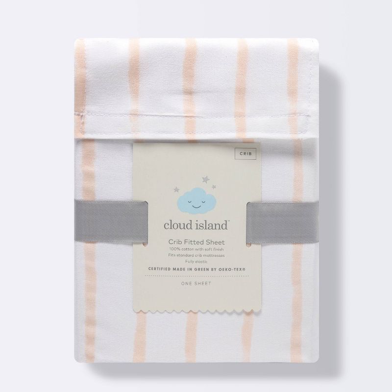 Fitted Crib Sheet - Cloud Island&#8482; Pink Vertical Stripe, 6 of 7